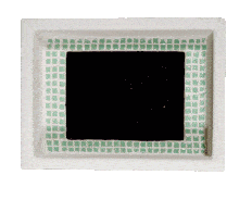 A gif of a light frame with a dark screen. The screen shows a writhing snake skin.
